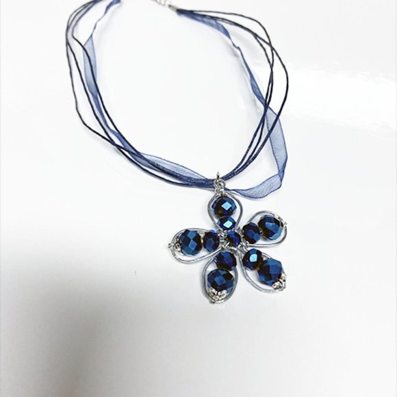 Stainless Steel Wire Flower Pendant Hand Crafted by Artisan - Picture 6 of 7